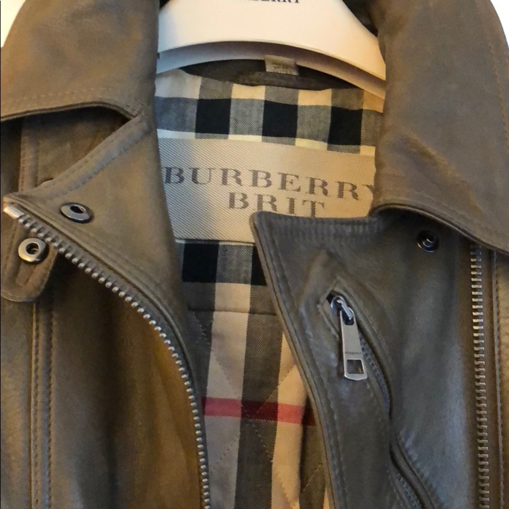 COPY - Burberry brown leather moto jacket size US 2